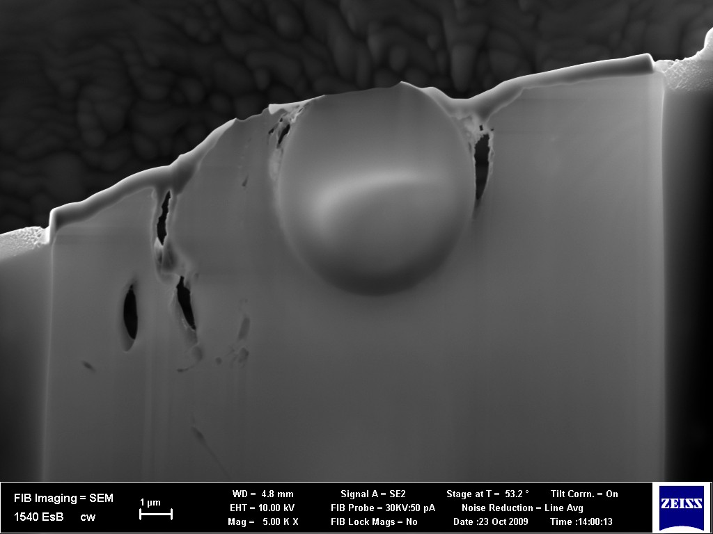Figure 5 SEM image of an inclusion in a coating