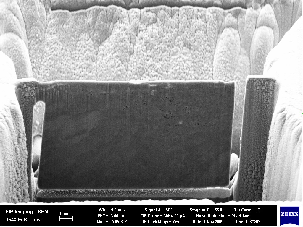 Figure 6 SEM image of a Lamella of an aluminum sample.